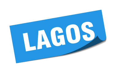 Lagos sticker. Lagos blue square peeler sign