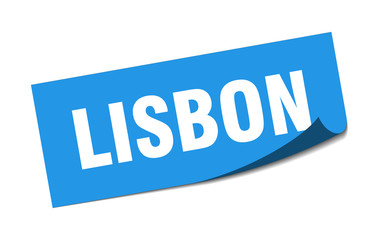 Lisbon sticker. Lisbon blue square peeler sign