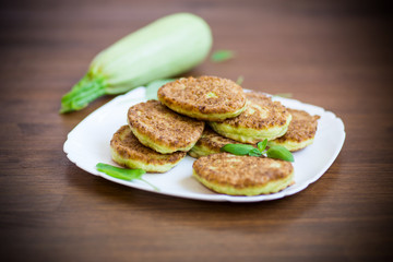 vegetable fritters made from green zucchini in a plate