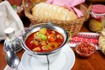 Soup on a restaurant table