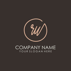 RU initials signature logo. Handwritten vector logo template connected to a circle. Hand drawn Calligraphy lettering Vector illustration.