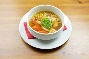 Soup on a restaurant table