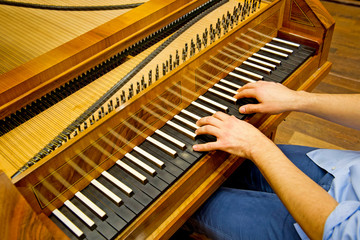 wooden grand piano keyboard - classic music