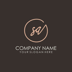 SA initials signature logo. Handwritten vector logo template connected to a circle. Hand drawn Calligraphy lettering Vector illustration.