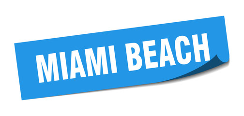 Miami Beach sticker. Miami Beach blue square peeler sign