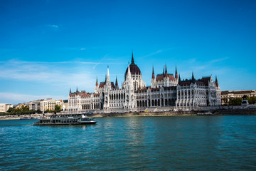 Obraz premium HungaryThe Houses of Parliament in Budapest the Capital city of Hungary. In the Houses of Parliament the Crown Jewels of Hungary are on display under guard