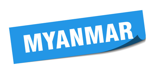 Myanmar sticker. Myanmar blue square peeler sign