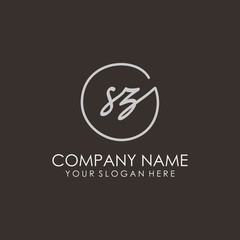 SZ initials signature logo. Handwritten vector logo template connected to a circle. Hand drawn Calligraphy lettering Vector illustration.
