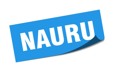 Nauru sticker. Nauru blue square peeler sign