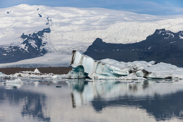 Sunshine over Jokulsarlon glacier lake in Iceland