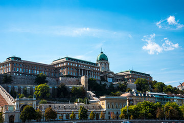 Fototapeta premium The Royal Palace of the Austro-Hungarian, Hapsburg Kings stands high above the city of Budapest in Hungary watching over the city below