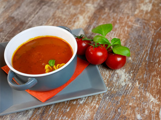 Soup on a restaurant table