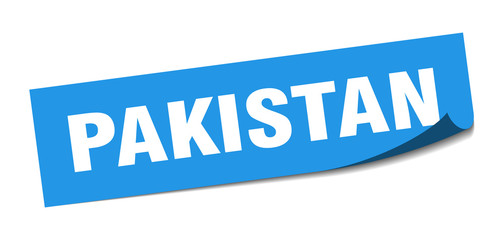 Pakistan sticker. Pakistan blue square peeler sign