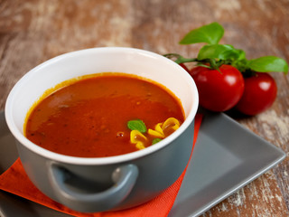 Soup on a restaurant table