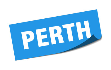 Perth sticker. Perth blue square peeler sign