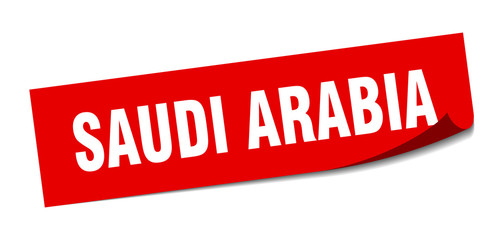 Saudi Arabia sticker. Saudi Arabia red square peeler sign