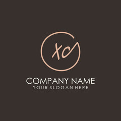 Obraz premium XC initials signature logo. Handwritten vector logo template connected to a circle. Hand drawn Calligraphy lettering Vector illustration.
