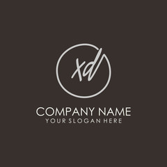 XD initials signature logo. Handwritten vector logo template connected to a circle. Hand drawn Calligraphy lettering Vector illustration.
