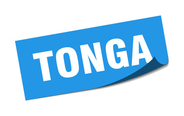 Tonga sticker. Tonga blue square peeler sign