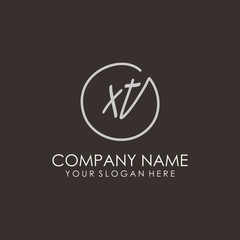 XT initials signature logo. Handwritten vector logo template connected to a circle. Hand drawn Calligraphy lettering Vector illustration.