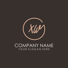 XW initials signature logo. Handwritten vector logo template connected to a circle. Hand drawn Calligraphy lettering Vector illustration.
