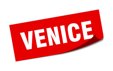 Venice sticker. Venice red square peeler sign