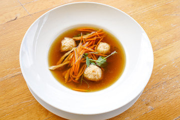 Soup on a restaurant table