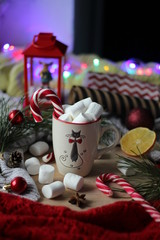 cup of coffee with christmas decorations