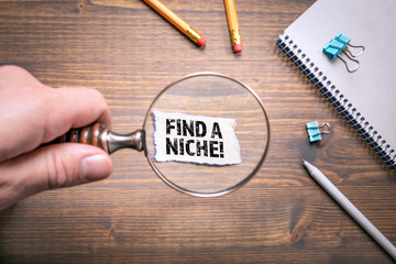 Find a niche. Business, Research, Knowledge and Development concept