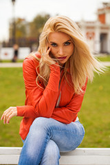 Obraz premium Portrait of happy smiling beautiful young woman