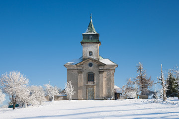 Fototapeta na wymiar old church in the czech republik in the winter