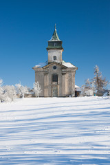 Fototapeta na wymiar old church in the czech republik in the winter