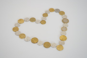 coins on white background
