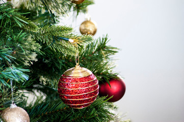 Christmas tree decoration red ornaments
