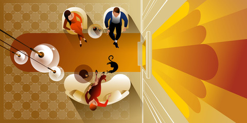 interior design top view. Vector mockup for a layout landing page or design advertising banner.