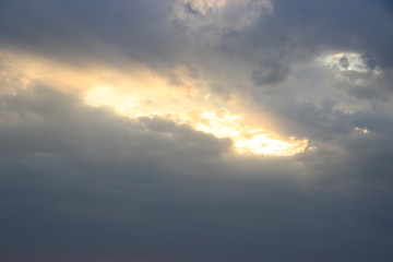 A bright spot in the dark purple sky