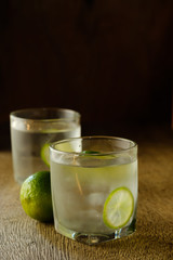 Glass of lime water detox