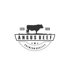 Retro Vintage Cattle / Angus / Beef Emblem Label logo design vector