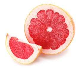 Fresh cut grapefruit on white background