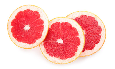 Fototapeta na wymiar Fresh cut grapefruit on white background