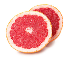 Fresh cut grapefruit on white background