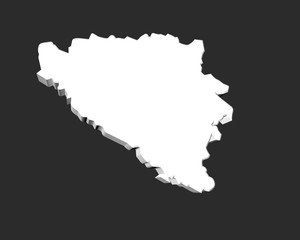 3d illustration of map of bosnia