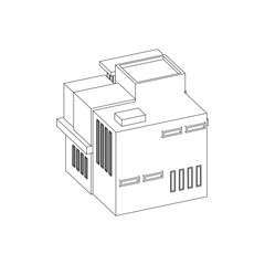 Modern House Building Line Art Isolated Vector Images