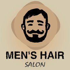 Man's hairdresser's face logo vector illustration hand drawing