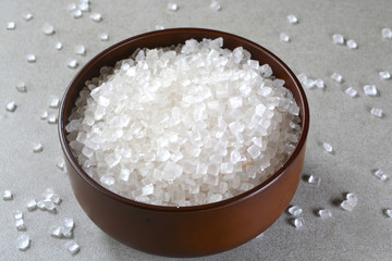 Rock sugar or rock candy in a bowl