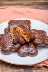 Tasty gingerbread glazed cookies from Torun, Poland