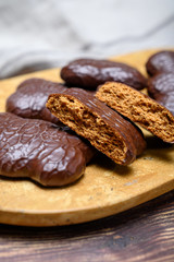 Tasty gingerbread glazed cookies from Torun, Poland