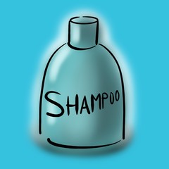 Shampoo bottle on blue background