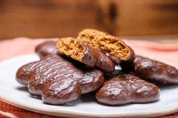 Tasty gingerbread glazed cookies from Torun, Poland