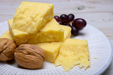 Cheese collection, blocks of matured english cheddar cheese